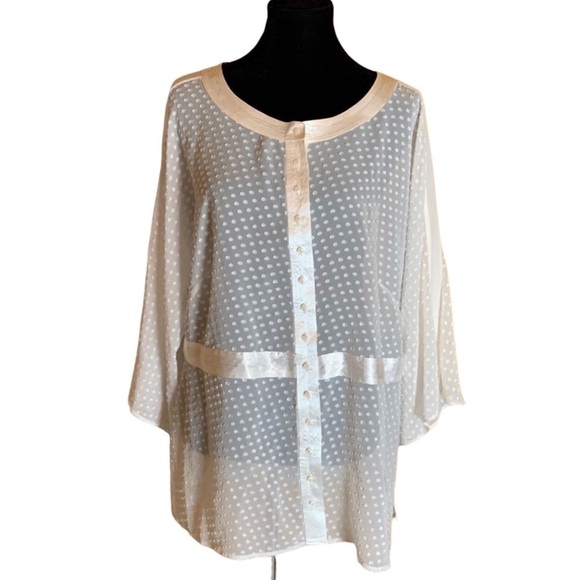 Apostrophe off white Swiss dot blouse Size 16-18W - Picture 1 of 11